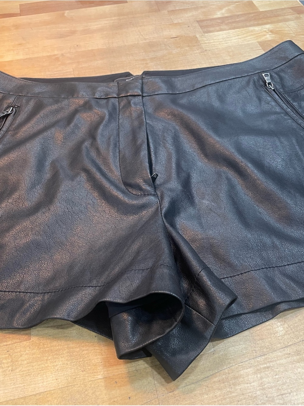 BCBGMaxAzria Black High-Waist Faux Leather Tailored Shorts